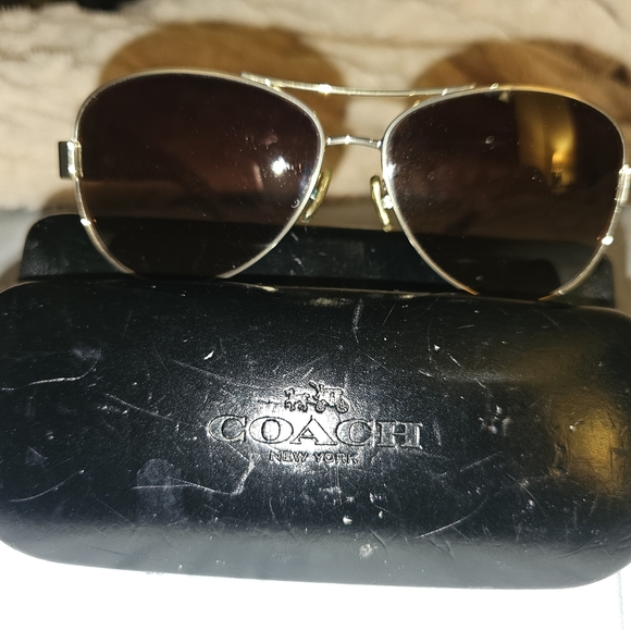 Coach Gold Frame Aviator Sunglasses - Picture 1 of 8